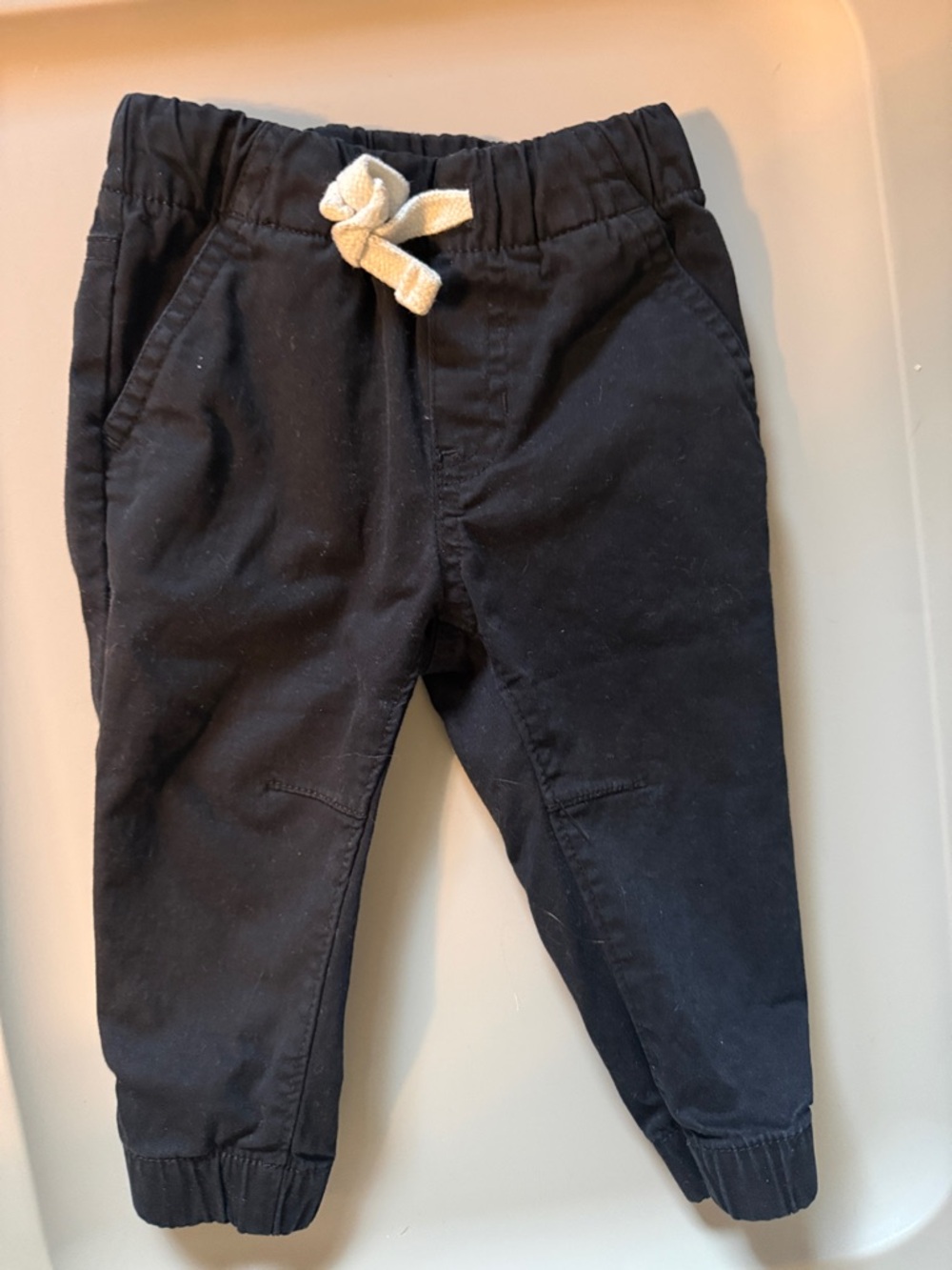 Cat & Jack Black Jogger Pants with Cream Drawstring